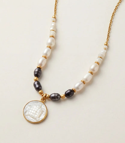 Sea Turtle Charm Mother Of Pearl Pendant Necklace