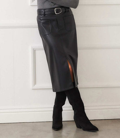 Faux Leather Midi Skirt