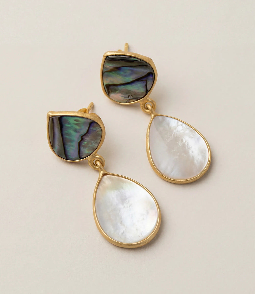 Pearl And Abalone Earrings