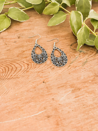 Beautiful Ornate Silver Earrings