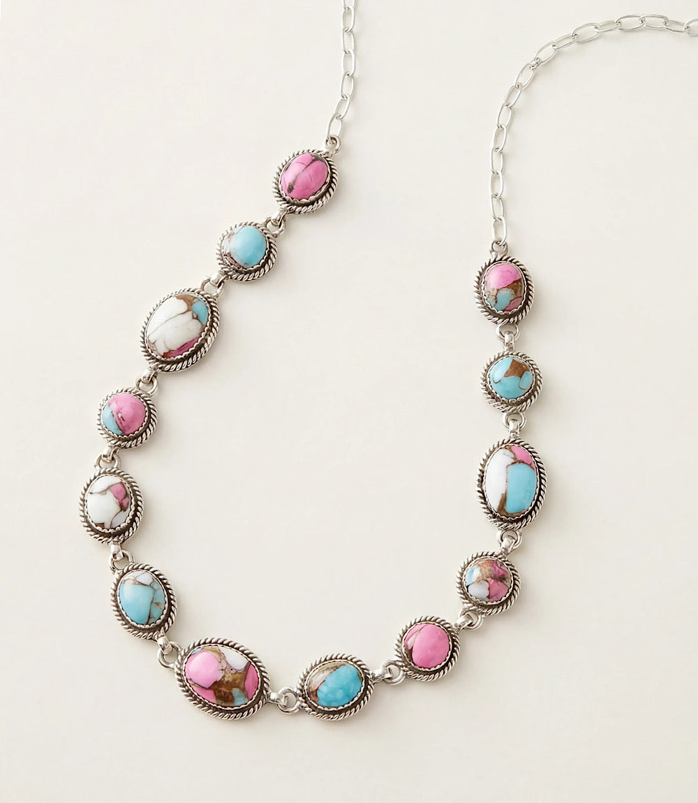 Cotton Candy Turquoise Station Necklace