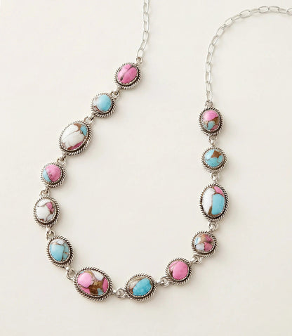Cotton Candy Turquoise Station Necklace