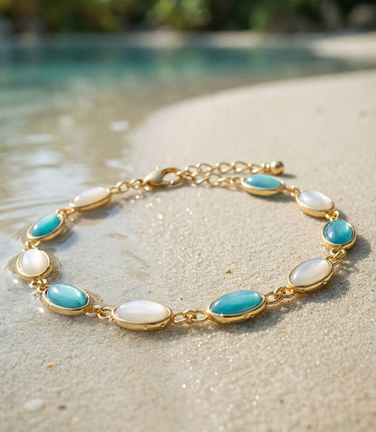 Turquoise And Pearl Beaded Bracelet