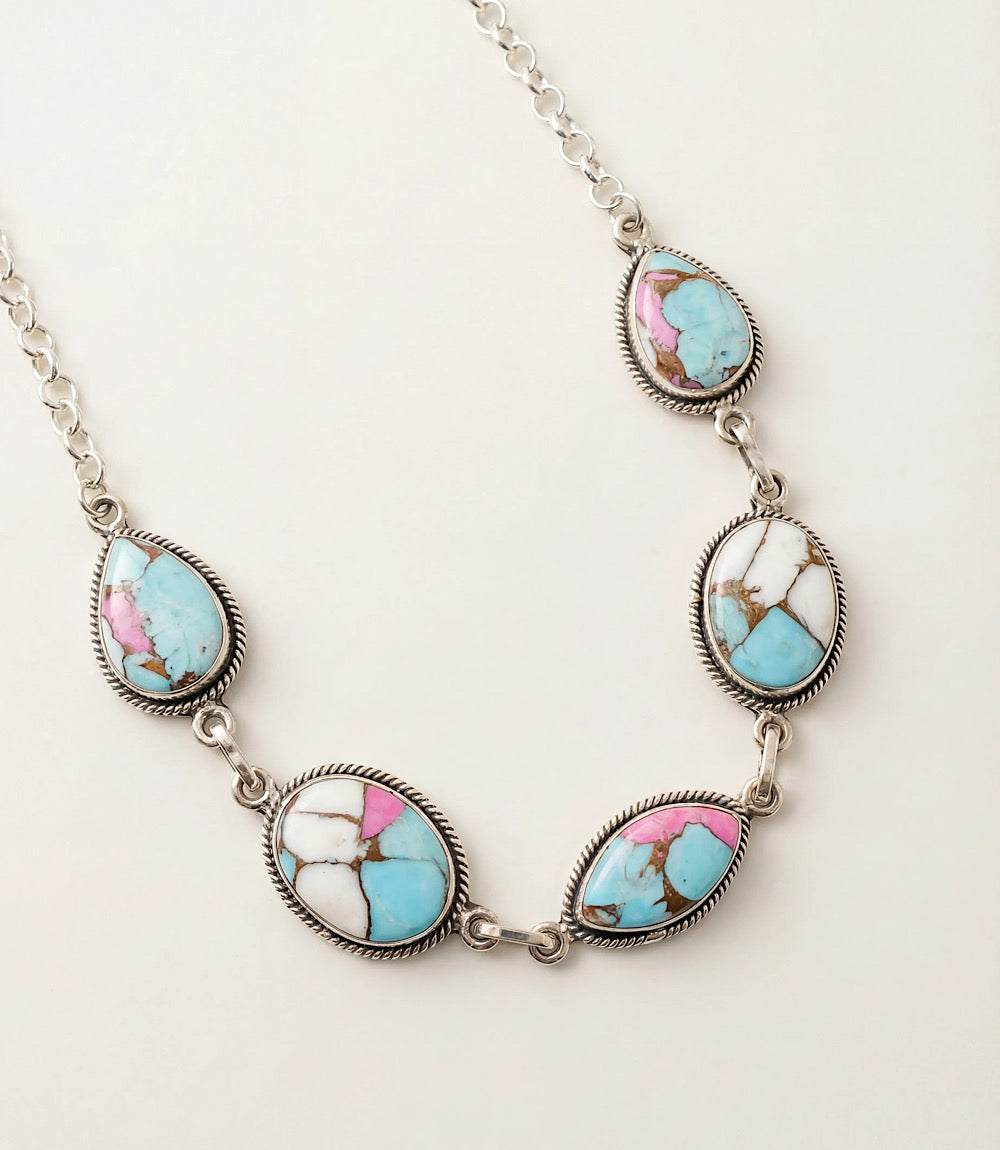Cotton Candy Turquoise Link Necklace