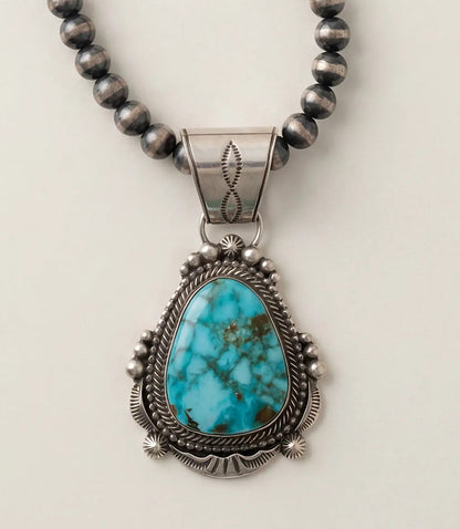 Embellished Turquoise Pendant Necklace