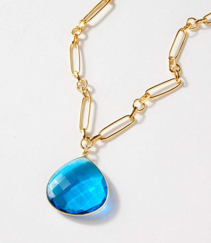 Teal Quartz Pendant Necklace