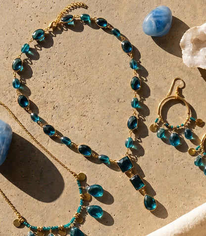 Teal Topaz Lariat Necklace