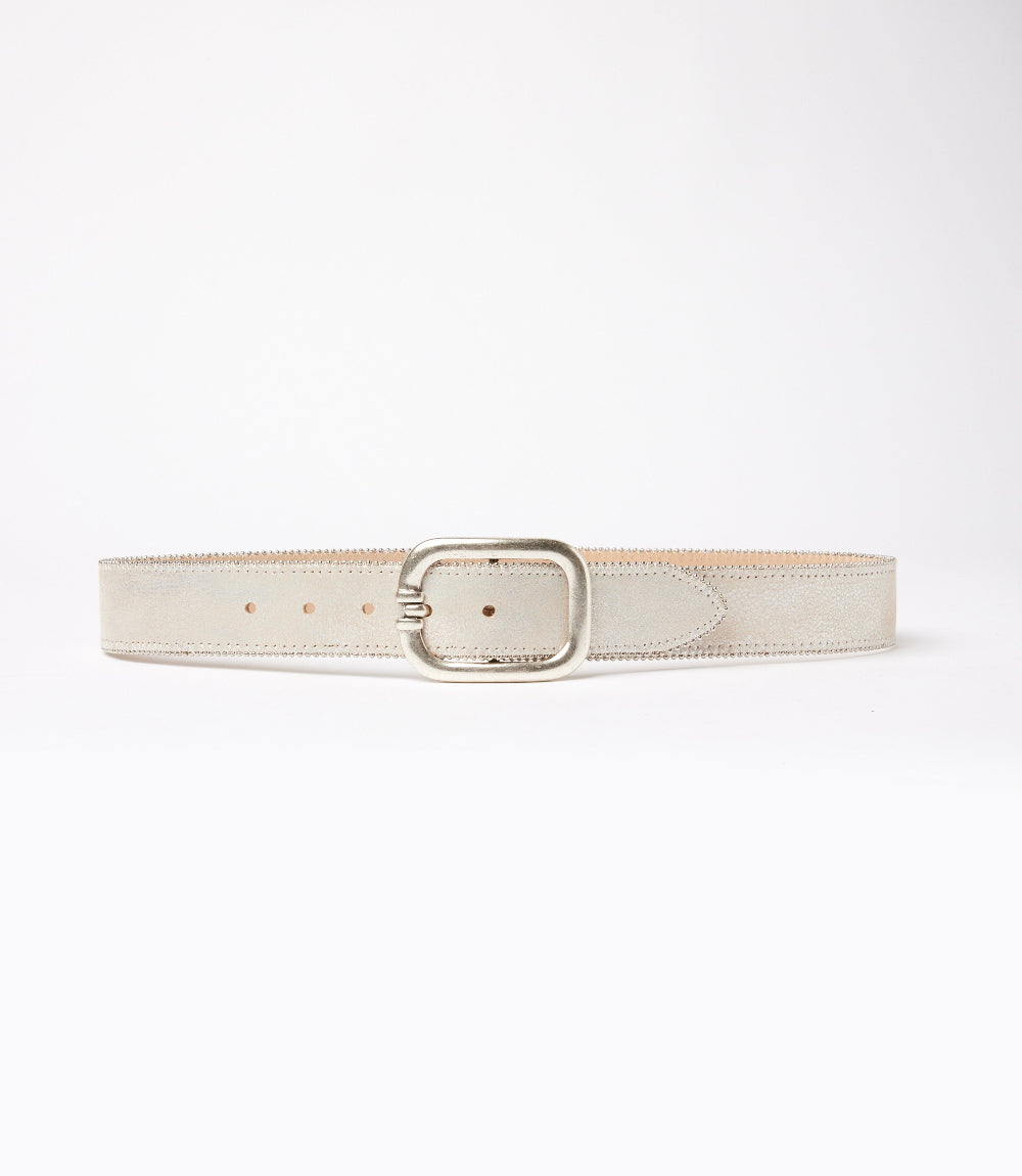 Streets Ahead Metallic Leather Rivet Trim Belt