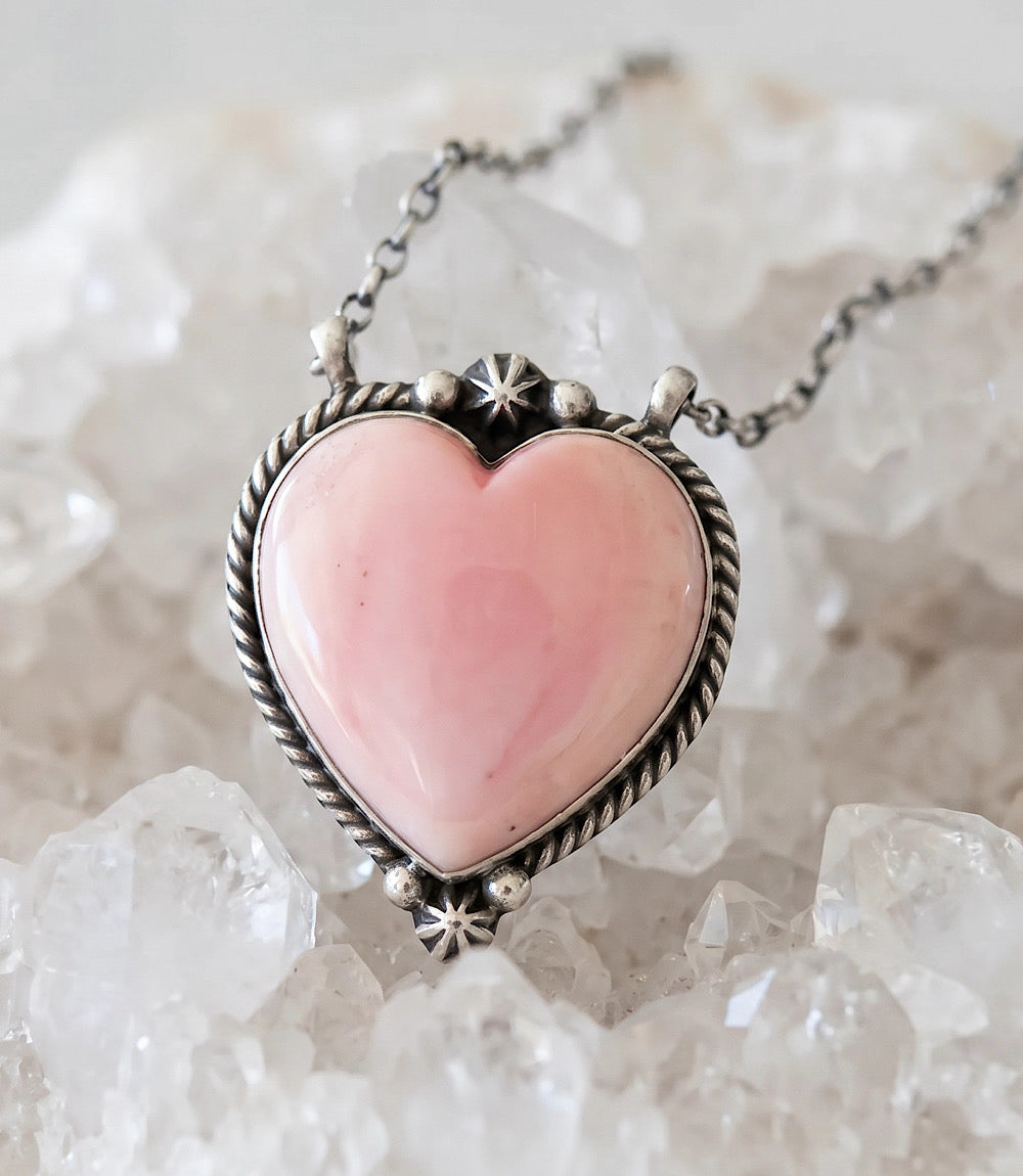 Pink Conch Heart Necklace