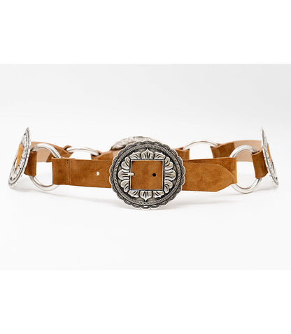 Streets Ahead Embellished Concho Leather Belt