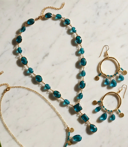 Teal Topaz Lariat Necklace