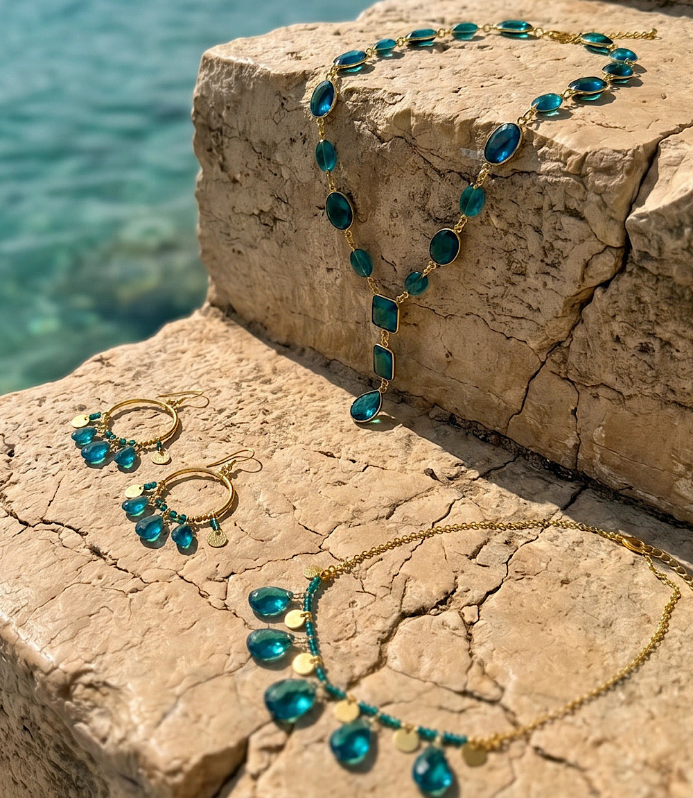Teal Topaz Dangle Earrings