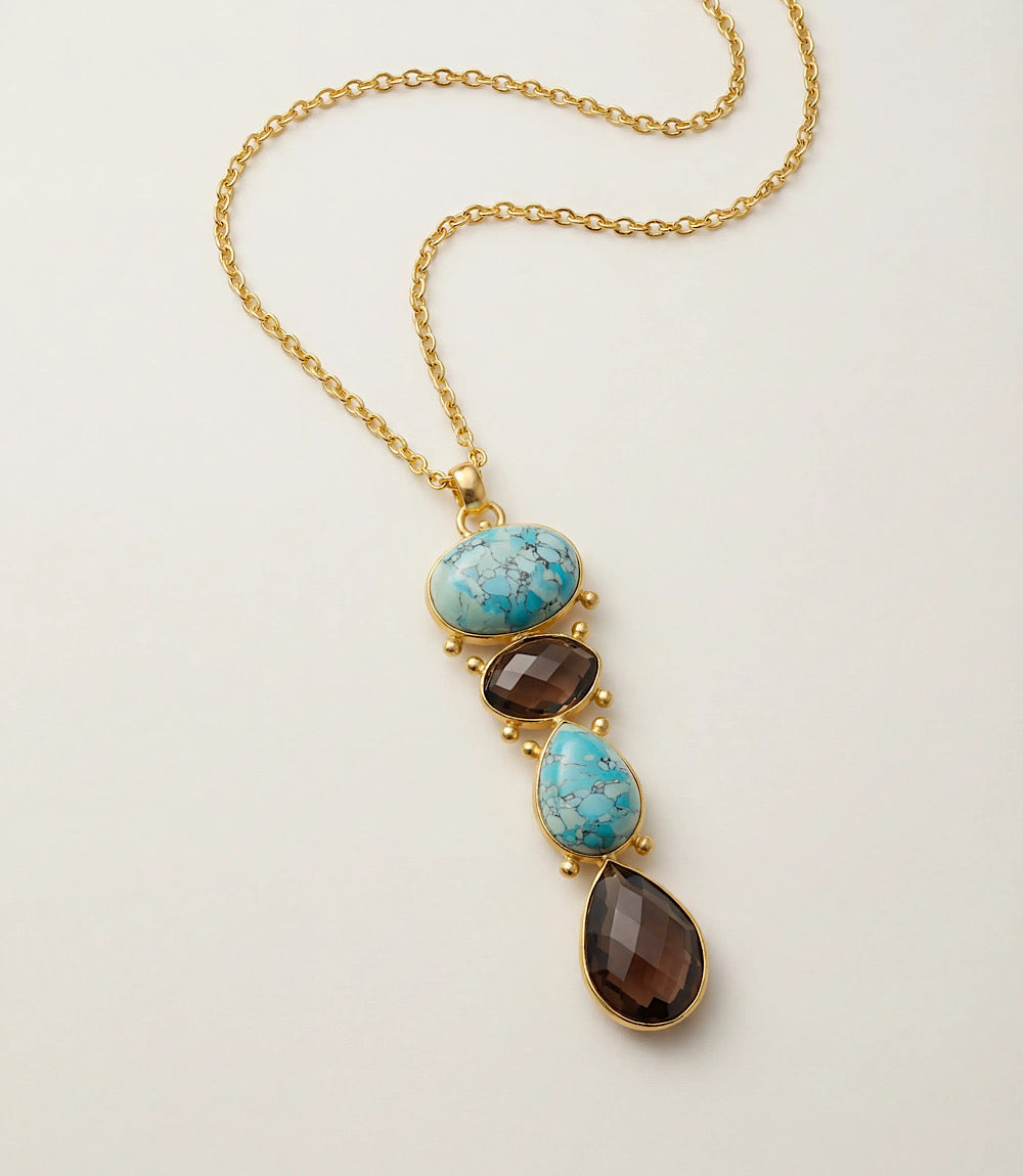 Mixed Turquoise Gemstone Drop Necklace