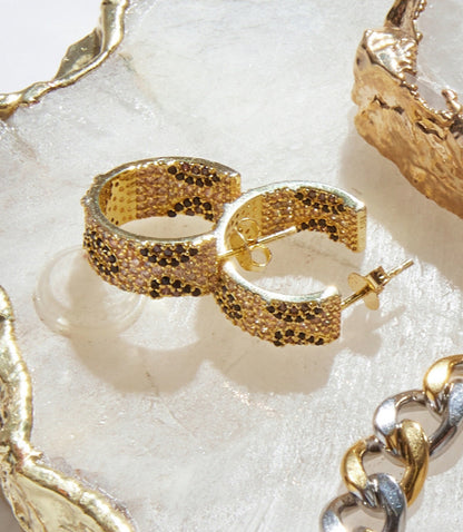 Leopard Crystal Hoop Earrings