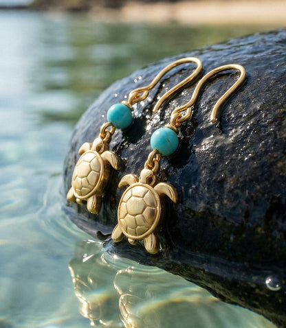 Sea Turtle Charm Earrings