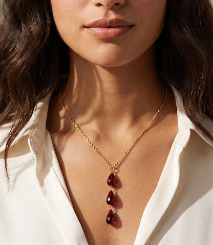 Triple Drop Gemstone Necklace