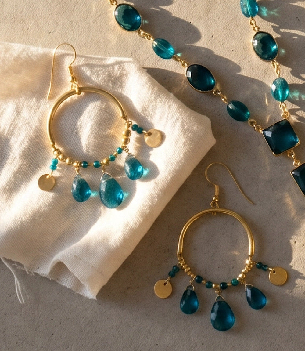 Teal Topaz Dangle Earrings