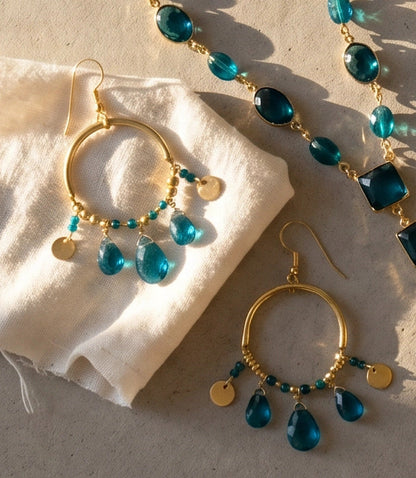 Teal Topaz Dangle Earrings