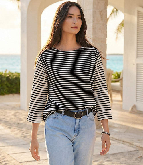 Contrast Stripe Cuffed Sleeve Top