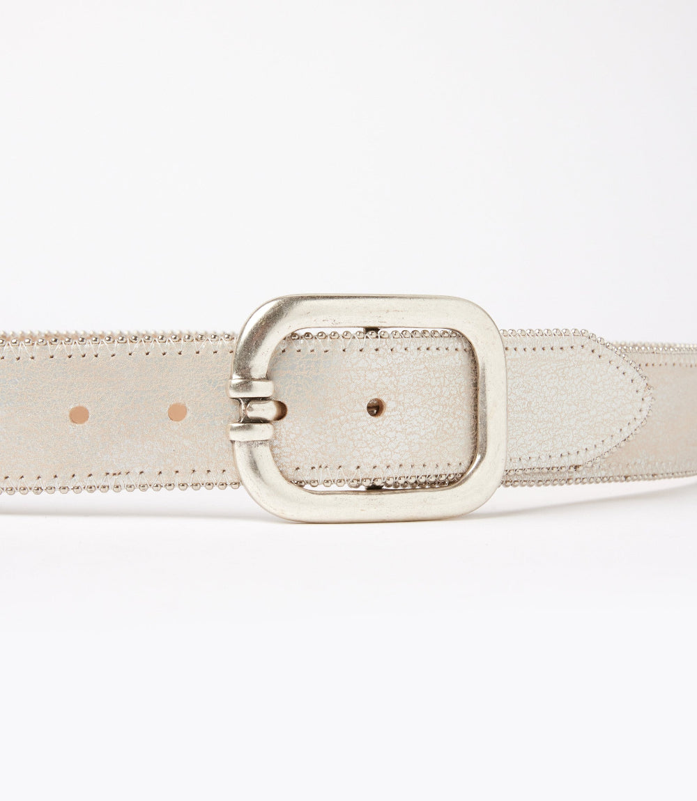 Streets Ahead Metallic Leather Rivet Trim Belt