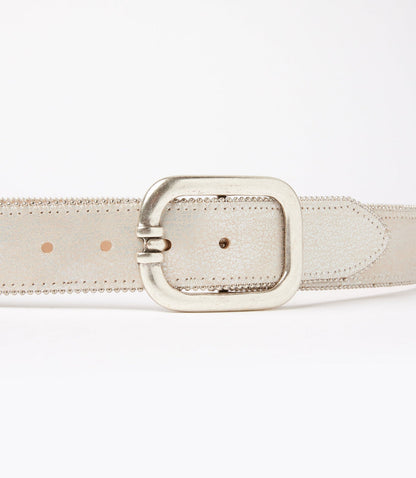 Streets Ahead Metallic Leather Rivet Trim Belt