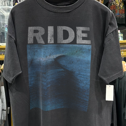 Ride Shoegaze 80s-90s Rare Grail Washed Black T-Shirt