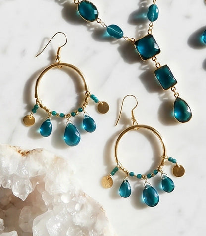 Teal Topaz Dangle Earrings