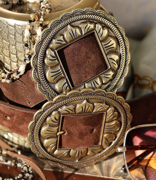 Streets Ahead Embellished Concho Leather Belt