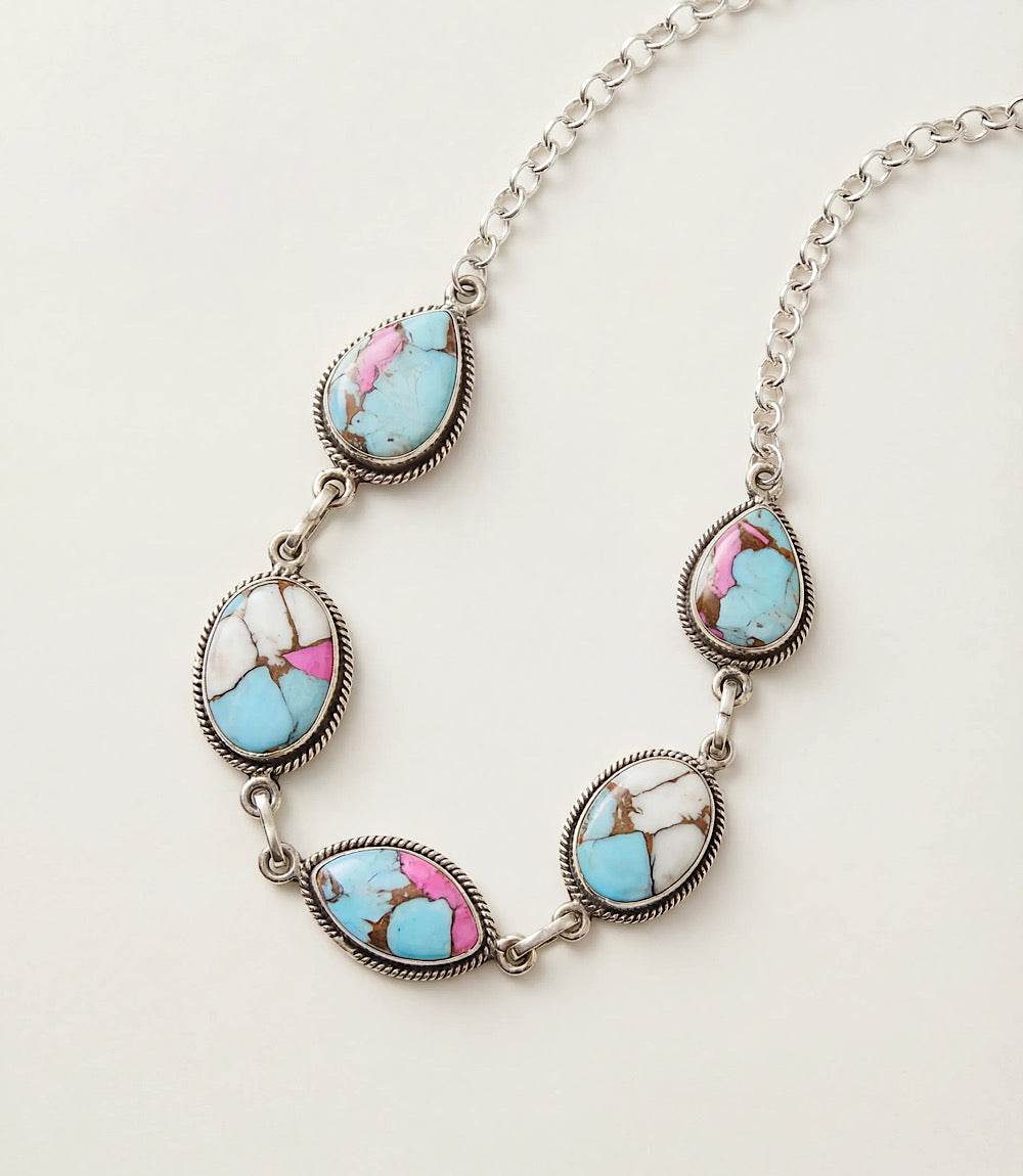 Cotton Candy Turquoise Link Necklace