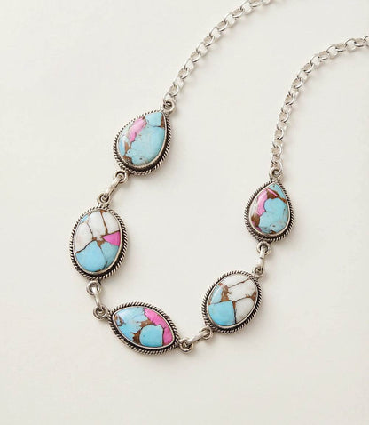 Cotton Candy Turquoise Link Necklace