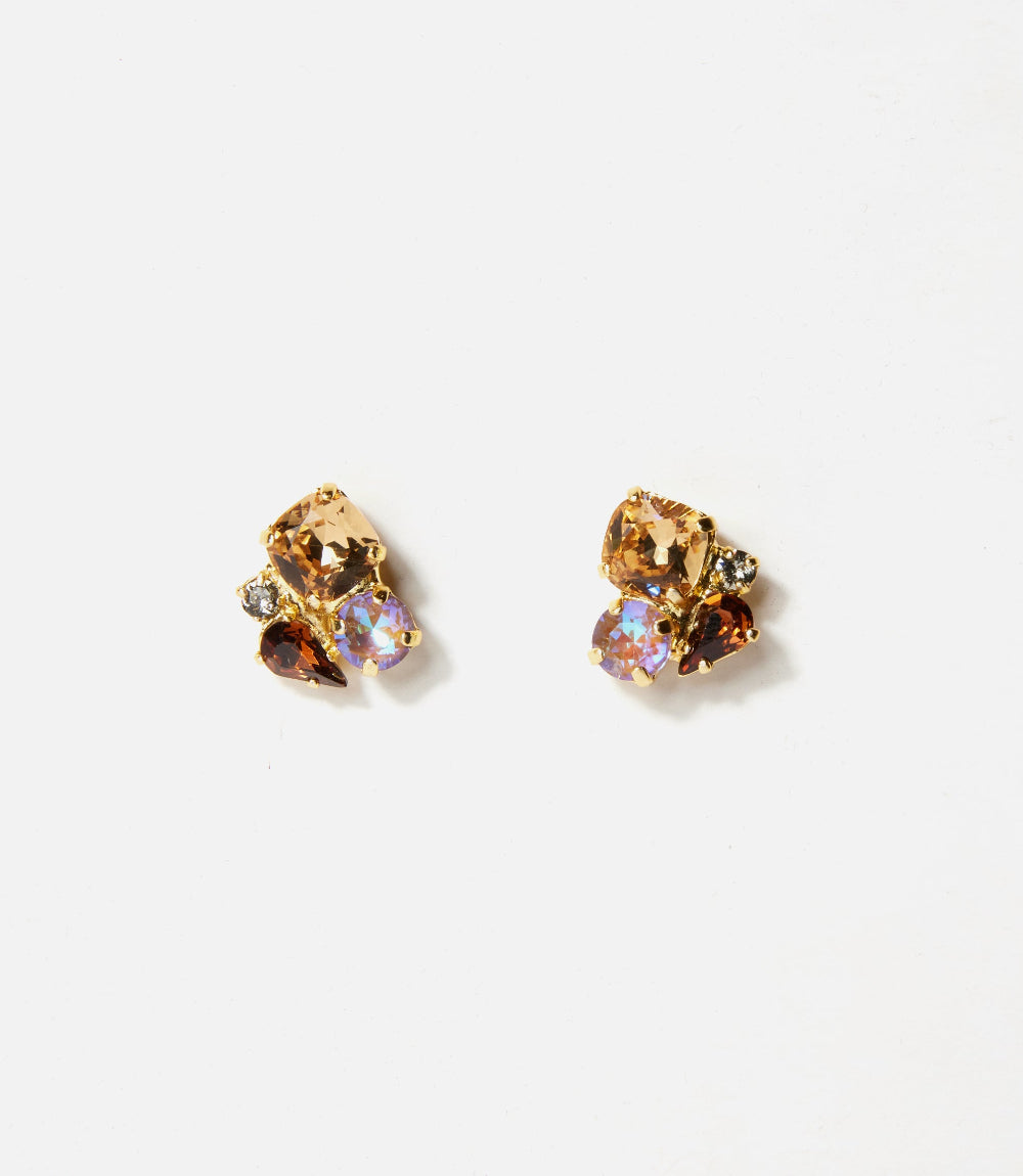 Gemstone Cluster Stud Earrings