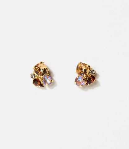 Gemstone Cluster Stud Earrings