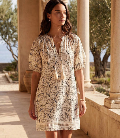 Puff Sleeve Tassel Dress