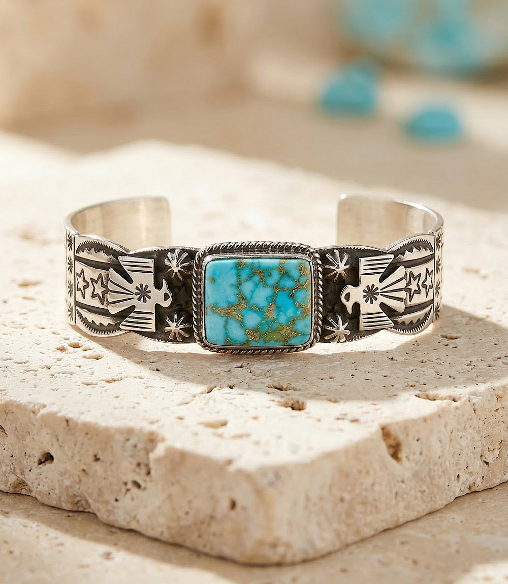 Natural Kingman Turquoise Thunderbird Bracelet