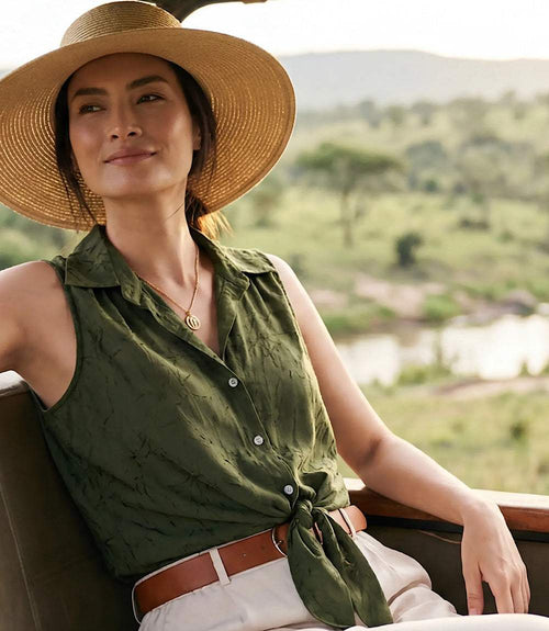 Sleeveless Tie-Front Top