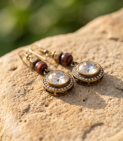 Crystal Disc Drop Earrings