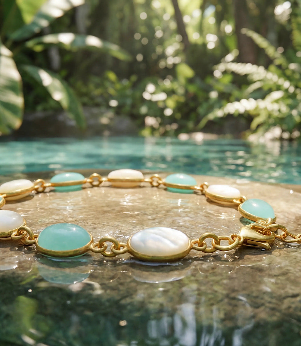 Turquoise And Pearl Beaded Bracelet