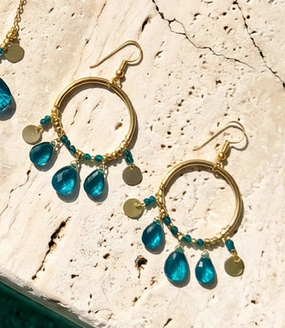 Teal Topaz Dangle Earrings