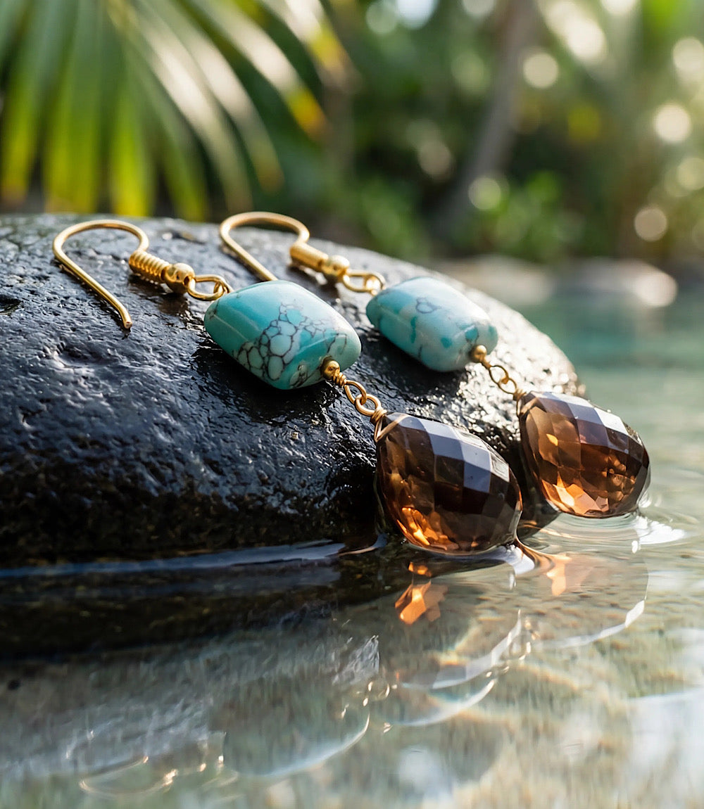 Mixed Turquoise Gemstone Drop Earrings