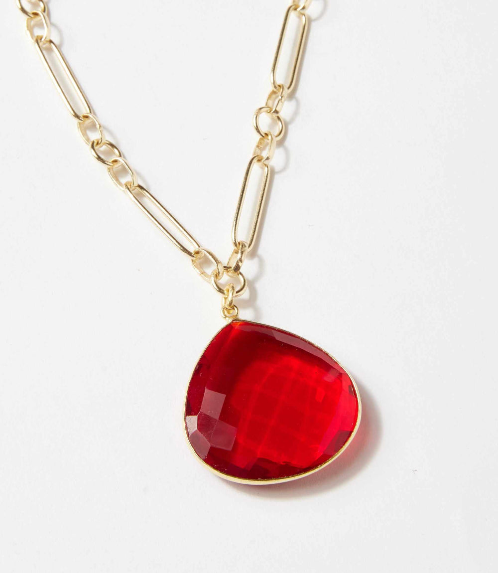 Ruby Quartz Pendant Necklace
