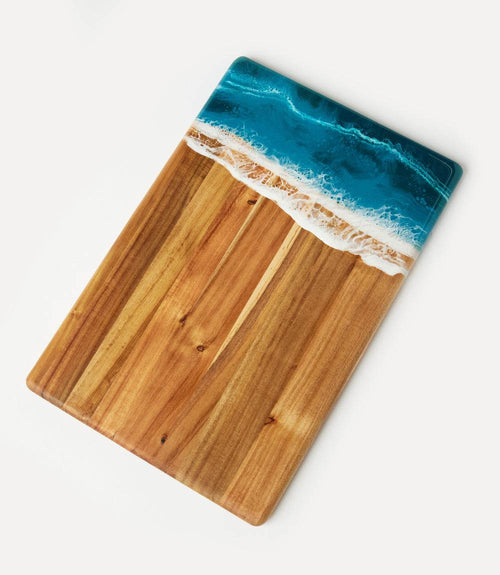 Ocean Waves Wooden Serving Tray