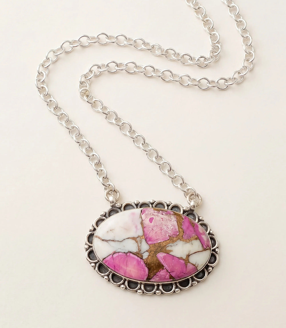 Cotton Candy Turquoise Oval Necklace