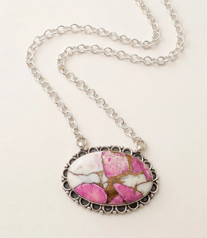 Cotton Candy Turquoise Oval Necklace