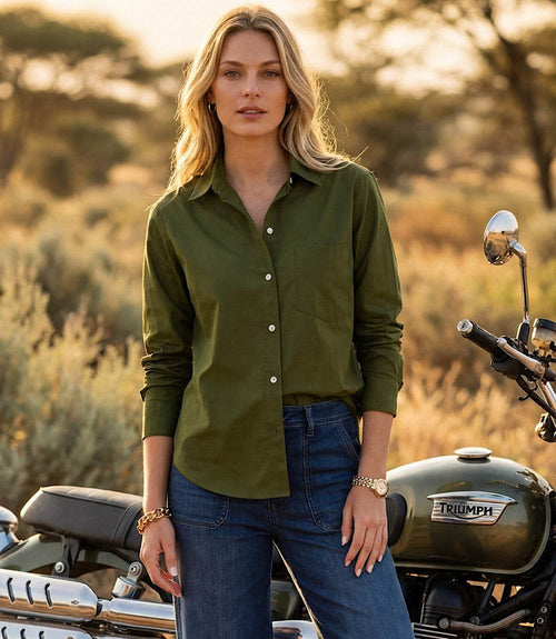 Ruched Sleeve Button-Up Shirt