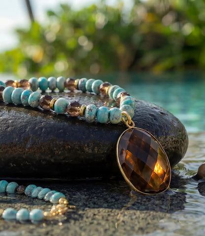Gemstone Pendant Beaded Turquoise Necklace