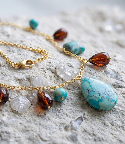 Dangling Turquoise And Gemstone Necklace