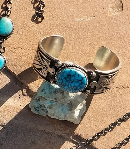 Kingman Turquoise Embellished Cuff Bracelet