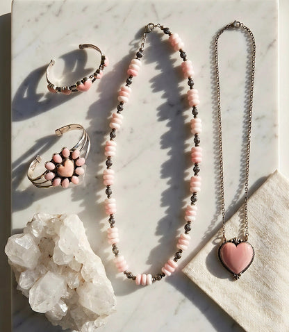 Pink Conch Heart Cuff Bracelet