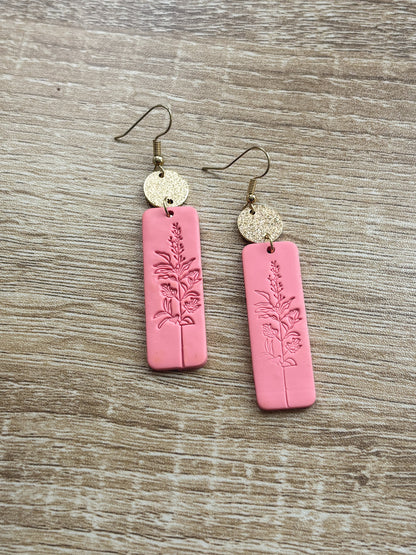 Beautiful Pink and Gold Floral Earrings