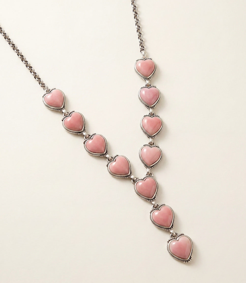 Pink Conch Heart Lariat Necklace